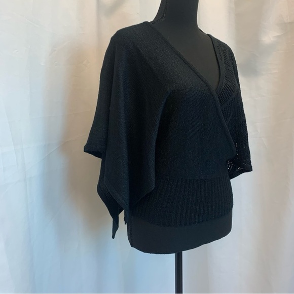 Urban behavior black glitter wide sleeve wrap front sweater Sz L - Picture 4 of 12